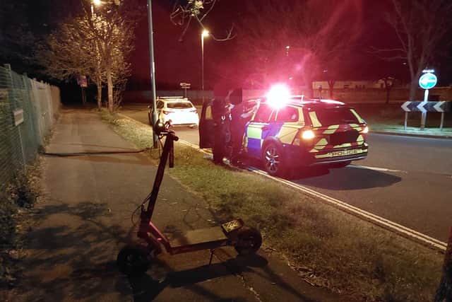 A 33-year-old man has been arrested on suspicion of driving an E-scotter while unfit through drugs after police pulled him over in the early hours of this morning (Monday, April 27).