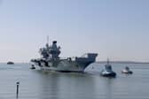 HMS Queen Elizabeth has returned home to Portsmouth following sea trials. Pictured is the Royal Navy aircraft carrier on April 27, 2026.