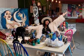 Claudia La Bianca at her studio ahead of her show Guardians & Dreamers in Albert Road on Friday night.