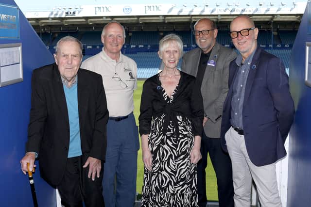 Pictured: Harold Kempster, Henry Montgomery, Lesley Stephen, Mick Comben and Colin Farmery at Portsmouth Football Club