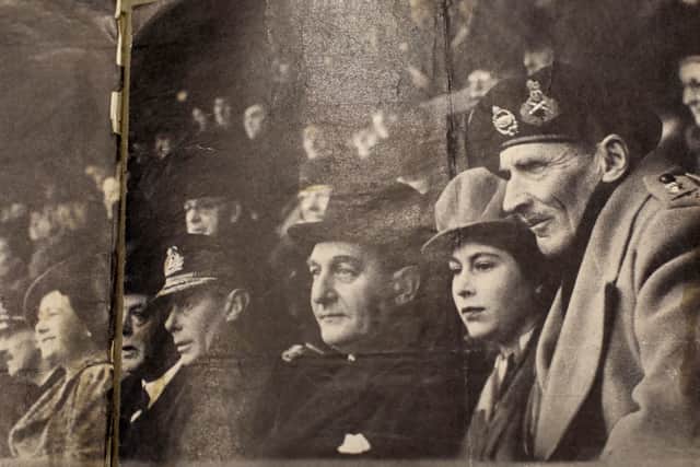 Pictured: Copy picture of Field Marshal Bernard Law Montgomery at Portsmouth Football Club
