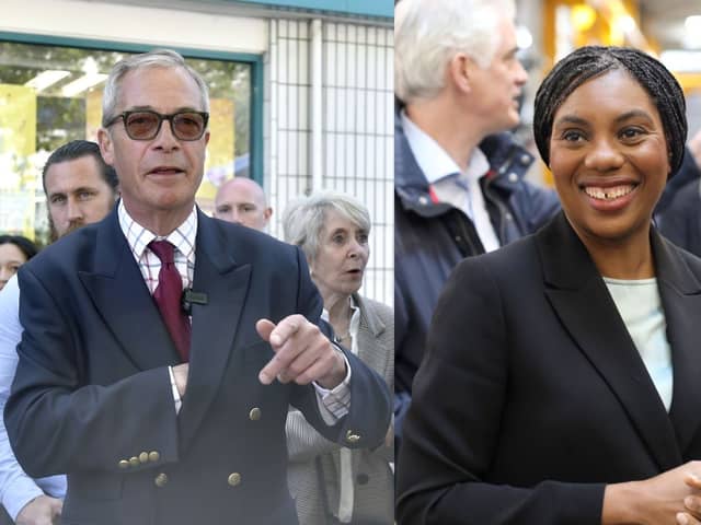 Friction as Reform leader, Nigel Farage, and Conservative leader, Kemi Badenoch, trade verbal blows during their Hampshire visit on May 1, 2026. 

Picture Credit: Sarah Standing and Habibur Rahman 