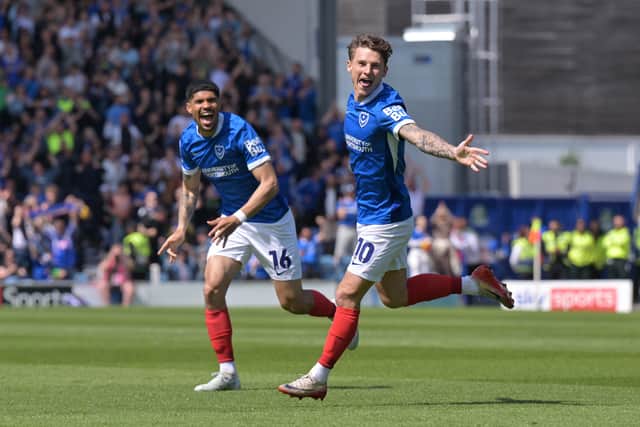 Adrian Segecic celebrates his 11th goal of the season in the last-day draw against Birmingham. Picture: Graham Hunt