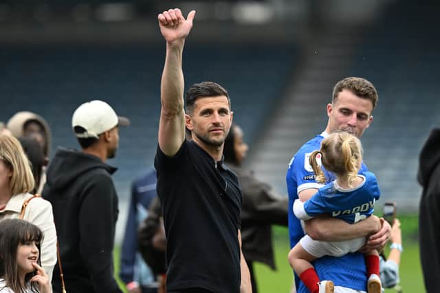 John Mousinho waves to the Pompey fans on their lap of appreciation following the 1-1 draw with Birmingham. Picture: Graham Hunt/ProSportsImages