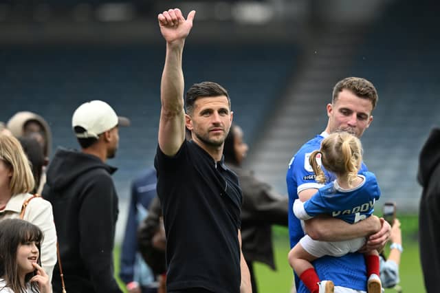 John Mousinho waves to the Pompey fans on their lap of appreciation following the 1-1 draw with Birmingham. Picture: Graham Hunt/ProSportsImages