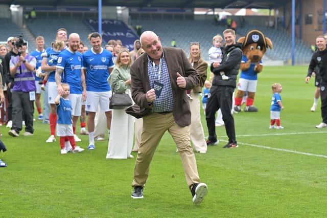 Kev McCormack says farewell to the Fratton End, having retired after 27 years as Pompey's kitman. Picture: Graham Hunt/ProSportsImages