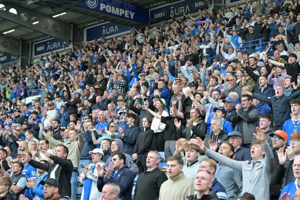 Pompey fans applaud their players on their lap of appreciation. Pic: Graham Hunt/ProSportsImages