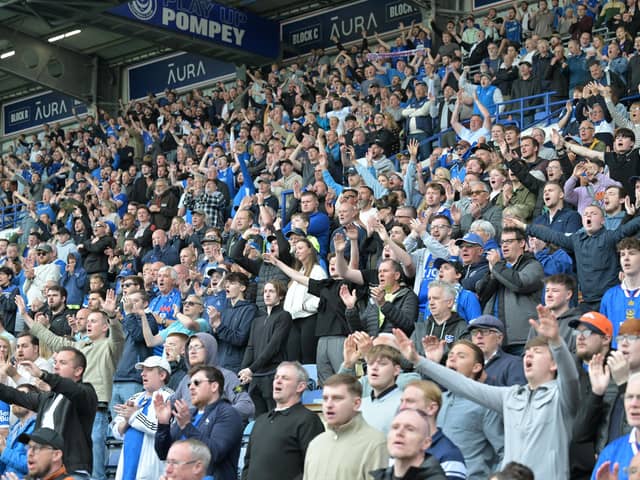 Pompey fans applaud their players on their lap of appreciation. Pic: Graham Hunt/ProSportsImages
