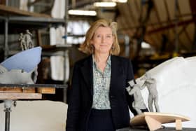 Pictured is: Tamsin Clive, granddaughter of Lieutenant Commander Robert Hichens, the most decorated coastal forces officer of the Second World War. Her father Antony Hichens had a dying wish for the Royal Navy's Coastal Forces to be commemorated in a memorial. 