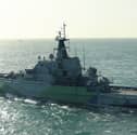 Foreground HMS MERSEY, background RFN Admiral Grigorovich FFG-494 & RFN Kilo SSK