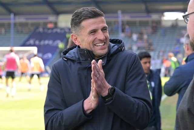 Pompey boss John Mousinho after the Blues' final game of the season against Birmingham City on Saturday