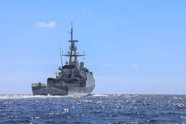 HMS Trent in the Caribbean sea.