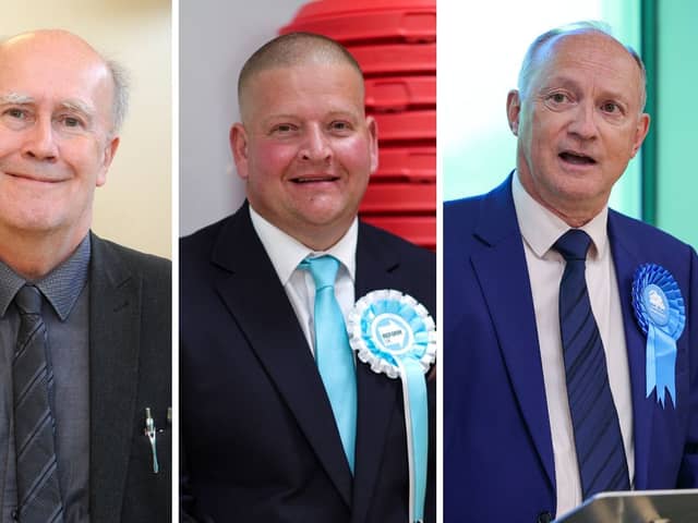 From left, Cllr Peter Chegwyn (Lib Dem), Cllr Paul Carter (Reform) and Cllr Stephen Philpott (Conservative).