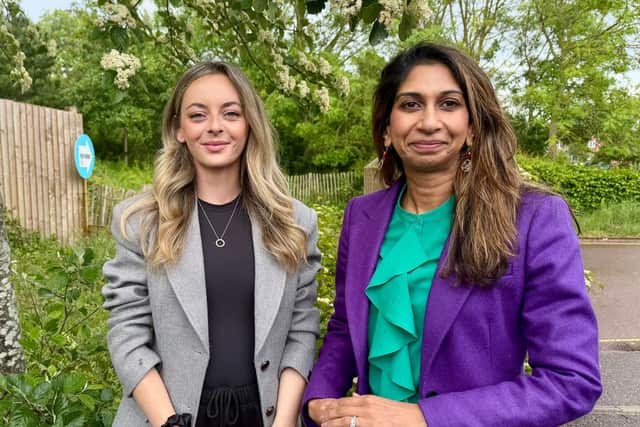 Portsmouth City Council Reform UK leader Emily Strudwick with Fareham and Waterlooville Reform MP Suella Braverman
