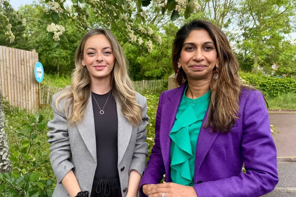 Portsmouth City Council Reform UK leader Emily Strudwick with Fareham and Waterlooville Reform MP Suella Braverman
