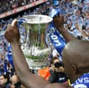 Former Pompey favourite Lassana Diarra lifts the FA Cup for Pompey in 2008 at Wembley. Picture: Joe Pepler