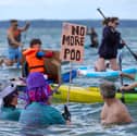 The Surfers Against Sewage paddle out protest in Lee-on-the-Solent.