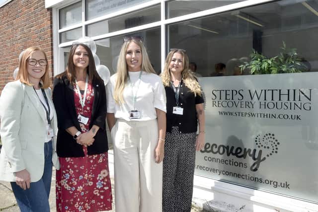 Steps within team. (Left to right)  Lynsay Railton, community and support development lead for Recovery Connections Hampshire, Leanne Collins, recovery and operations co-ordinator with Steps Within CIC, Sinead Pearson, managing director of Steps Within CIC and Kate Keer, community coach for Recovery Connections Hampshire.  