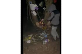 The shocking moment that Ryan Edwards, 18, of Fox Close in Warsash, destroyed a memorial to two young boys who died in fatal car collision.