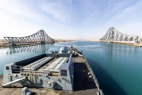HMS Dragon has passed through the Suez Canal as the Royal Navy air defence destroyer heads to the Middle East.