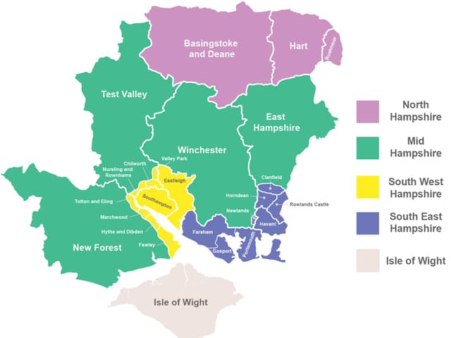 New LGR map for Hampshire showing the new councils