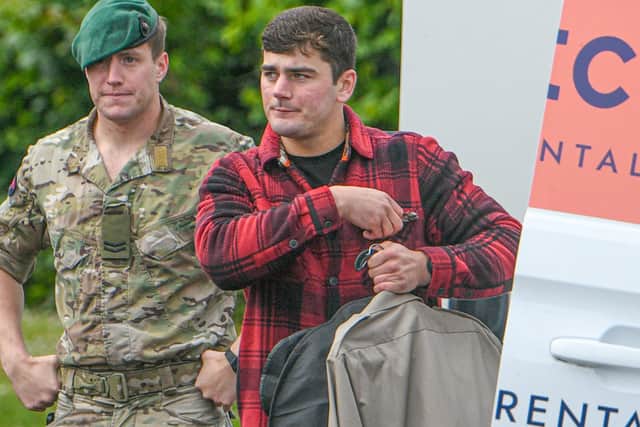 Marine Eathen Bradley-Moore outside Bulford Military Court