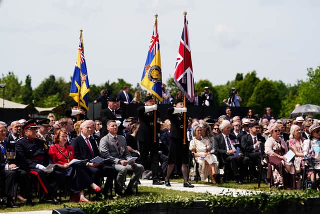 Standard bearers during a Service of Remembrance at the National Memorial Arboretum in Alrewas, Staffordshire, to mark 15 years since the Iraq War.