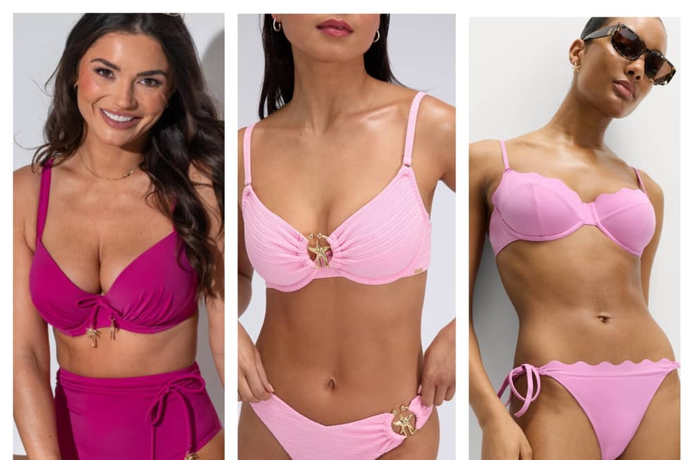 These are the three bikinis I have added to my summer holiday 2026 wardrobe  - left to right from Pour Moi, Boux Avenue and Marks and Spencer 