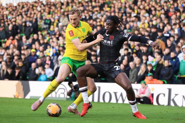 Hindolo Mustapha made his West Brom debut against Norwich in the FA Cup in February. Picture: Getty Images