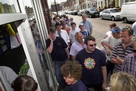Excitement builds as these fans get close to getting their season tickets ahead of Pompey's 2006-07 season in the Premiership.