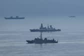 Russian spy ship Yuri Ivanov spotted near HMS Duncan and HMS Prince of Wales during Nato Exercise Dynamic Mongoose in the High North near Norway.