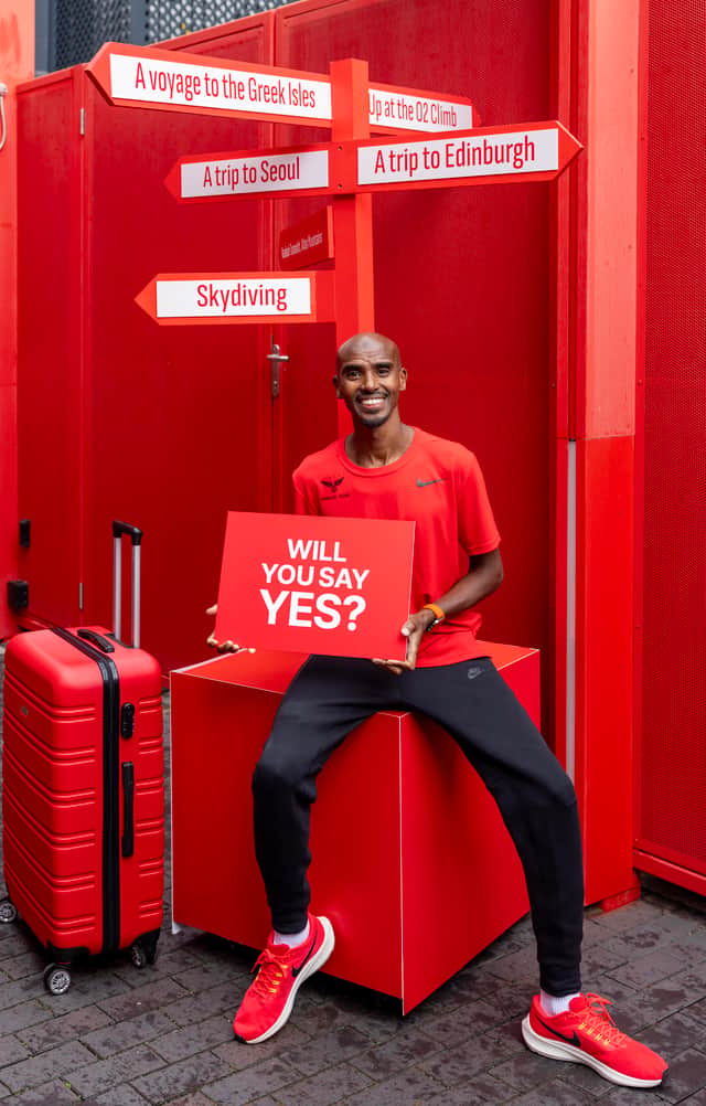 Sir Mo Farah has challenged the public to escape their comfort zones by offering them holidays and bucket list experiences