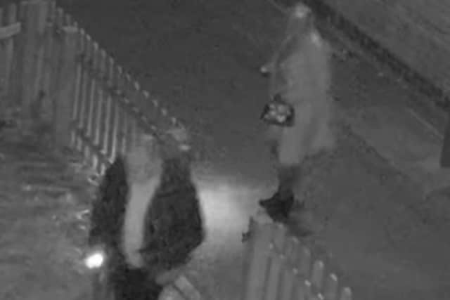 Police wish to speak to these two people after an object was left in the garden of a house in Fareham.