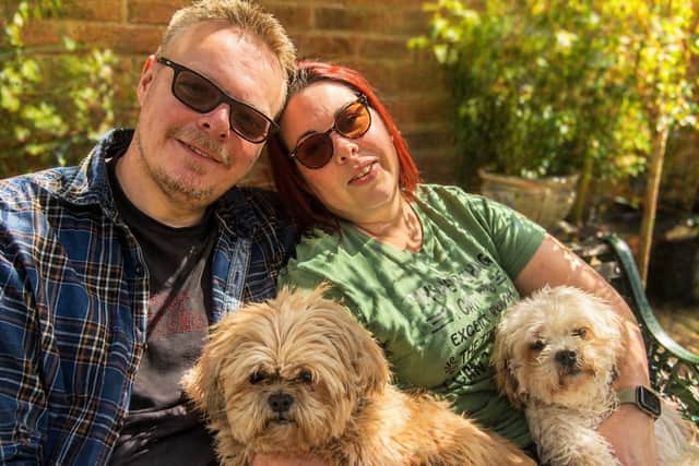 Jules Trigg has been diagnosed with stage 4 cancer after almost reaching remission. The mum-of-one was initially diagnosed with cervical cancer last year after visiting her GP 21 times.
Pictured: Jules with her husband and two dogs.