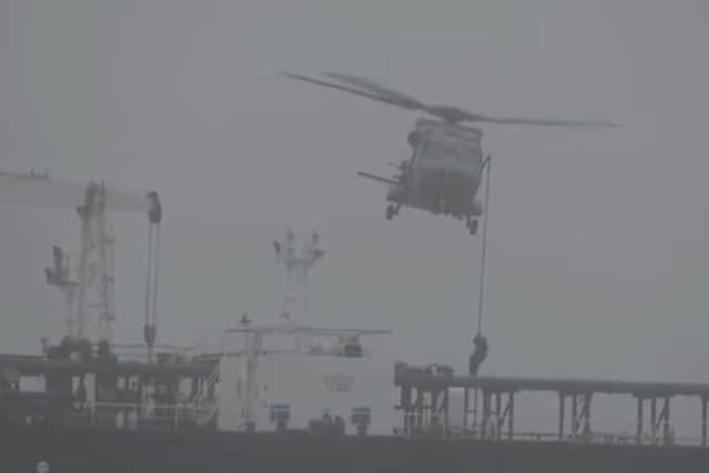 Royal Navy aviators helped support the French Navy in boarding a Russian shadow fleet tanker in the Atlantic Ocean.