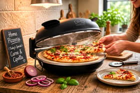 The DMD Collective electric pizza oven is designed to create crisp stone-baked pizzas from a kitchen worktop