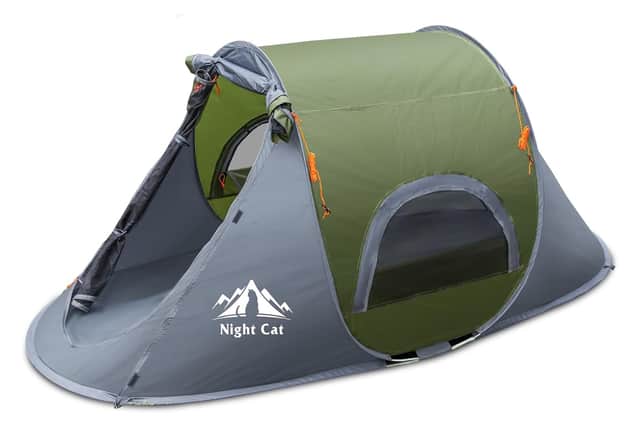 The Night Cat Pop Up Tent is designed to pitch in seconds and offers waterproof protection for camping and festivals.