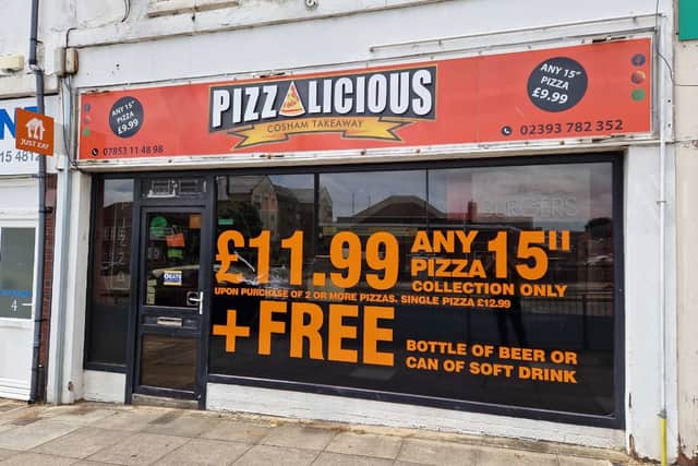 Pizzalicious in Northern Road, Cosham, was damaged by Jasmine Tisdall - after she flashed the store.
