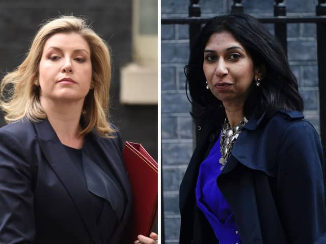 Former Conservative Party MPs Penny Mordaunt, left, and Suella Braverman.