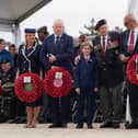 Wreaths laid at a ceremony at the British Normandy Memorial in Ver-sur-Mer, France, to mark the 82nd anniversary of the D-Day landings. 
Amanda Martin is pictures to the far left.
Picture date: Saturday June 6, 2026. PA Photo. Photo credit should read: Gareth Fuller/PA Wire
