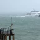 Wightlink cat c oming in.  Wild weather on Saturday morning in Old Portsmouth
Picture: Chris Moorhouse (060626-05)