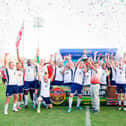 David Norris (far left), Sean Davis and Greg Halford were among the triumphant England side which won the Seniors World Cup on Saturday.