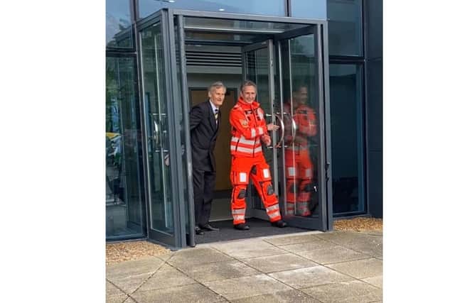 Hampshire and Isle of Wight Air Ambulance CEO, Richard Corbett and medical lead Chris Hill