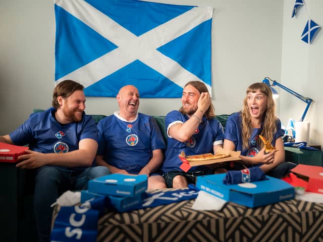 Terry Butcher and Gary McAllister launch Domino's 'Shirtiette' a stain-absorbing football shirt made to embrace messy matchday stains with pride