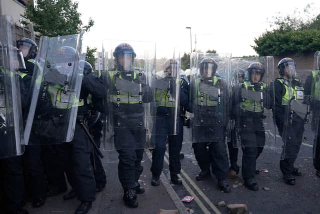 Police in Southampton during a protest following the death of Henry Nowak.