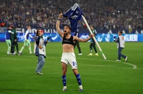 Adil Aouchiche celebrates winning the 2. Bundesliga title with Schalke. Pic: Getty