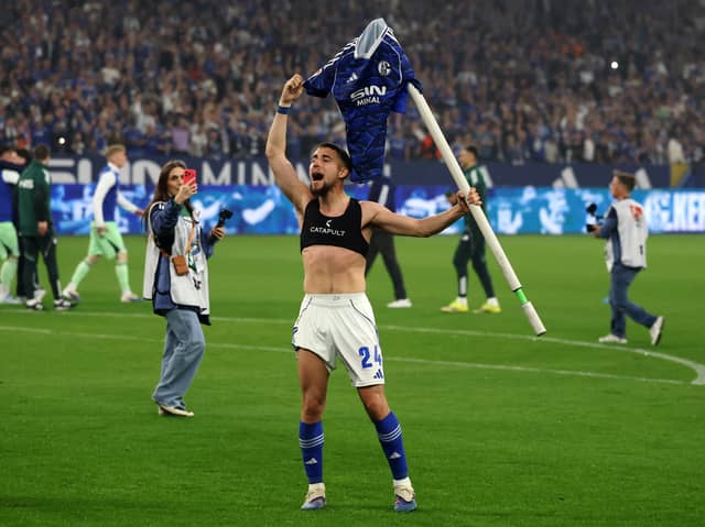 Adil Aouchiche celebrates winning the 2. Bundesliga title with Schalke. Pic: Getty