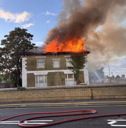 Privett Lodge, Gosport, on fire