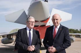 The prime minister refuses to walk away despite defence secretary John Healey and armed forces minister Al Carns resigning. Pictured: Sir Keir Starmer and then-defence secretary John Healey in front of a UK Typhoon fighter jet at Tusas airbase in Ankara during a visit to Turkey in October 2025