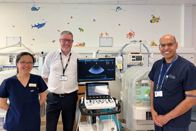 From left, neonatal consultant Dr Hushi Hu, head of radiology IT Mark Gardner and acute medicine consultant Dr Ramkrishna Ramnauth